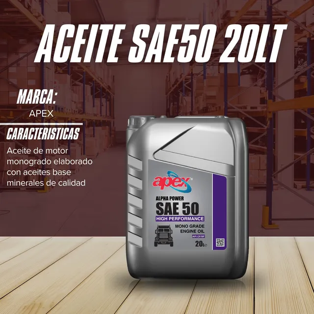 Aceite Sae50 Diesel/gasolina Paila 19lt Apex