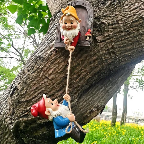 Decoracion Cara Arbol Gnomo Trepador Al Aire Libre Para Hada