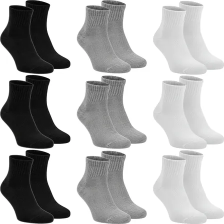 Kit 9 Pares Meias Cano Médio Academia Atoalhado Sport Fit