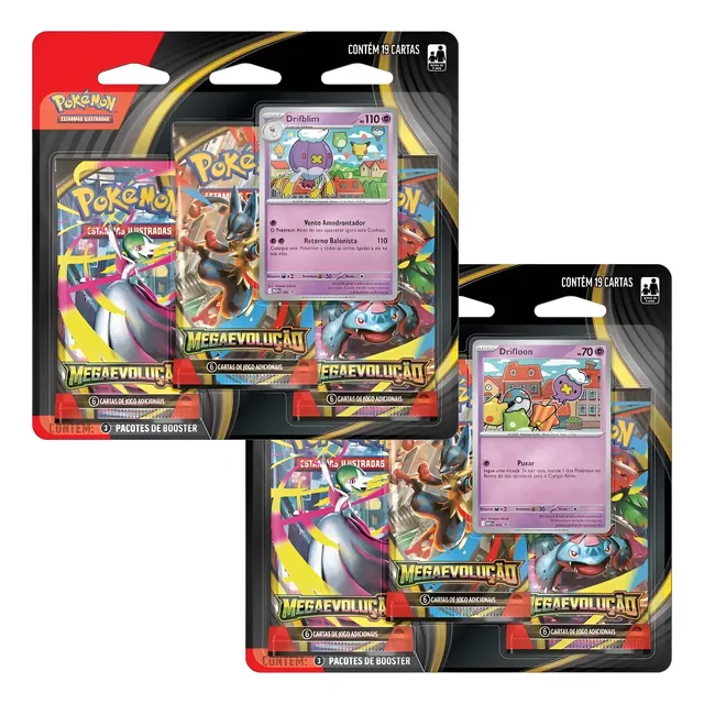 3pack Pokémon Mega Evolução Sortido Drifloon Ou Drifblim Cartas Cards