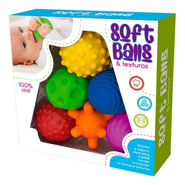 Kit 6 Bolas Sensorial Tátil Soft Balls Para Bebe Montessori Kit 6 Bolas Sensorial Tátil Soft Balls Para Bebe Montessori