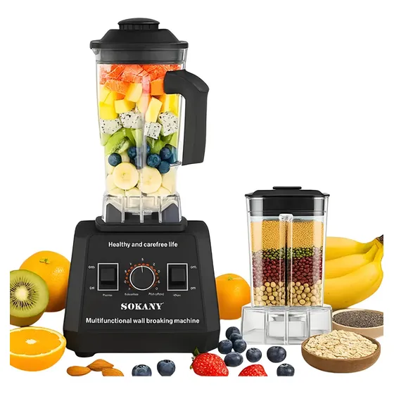 Licuadora Sokany SK-666 5000W Negra 9 Velocidades 2.5L Jarra Metal/Plástico