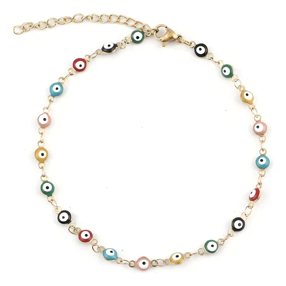 Pulsera De Ojo Turco Para Mujer Contra Mal De Ojo Acero Inoxidable Protección Para Dama Brazalete Abalorio Colores 1 Pieza