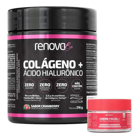 Kit Colágeno Hidrolisado Verisol Renova Be com Ácido Hialurônico e Creme Facial