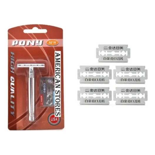 Maquina De Afeitar Clasica Acero Hombre Barbero + Cuchillas