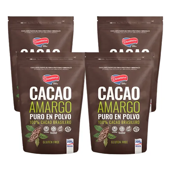 Cacao Amargo 100% Puro - Dicomere - 200 Grs X 4 U