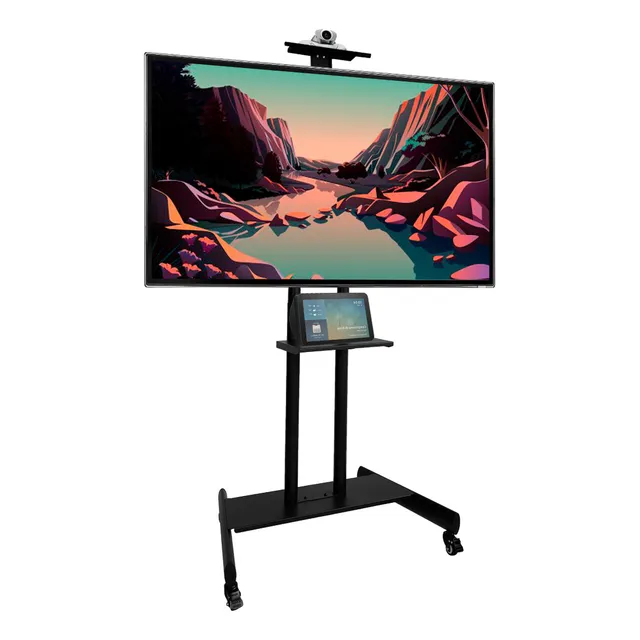 LUMO HOME Soporte TV Ruedas para Television de 32 a 65 Pulgadas, Soporte T.V. Pie para Televisor con Estante para Portátil con Ruedas, Soporte Tele Suelo Altura Ajustable Movil