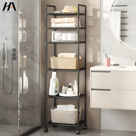 Estante Organizador Metálico De 6 Niveles De Cocina Baño Color Negro Huseyta