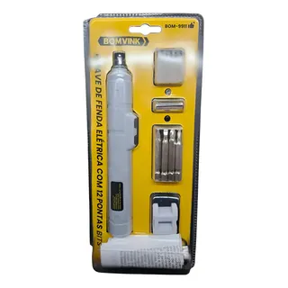 Mini Parafusadeira Elétrica Bomvink Bom-9911 12 Pontas Bits Cinza 127/220v