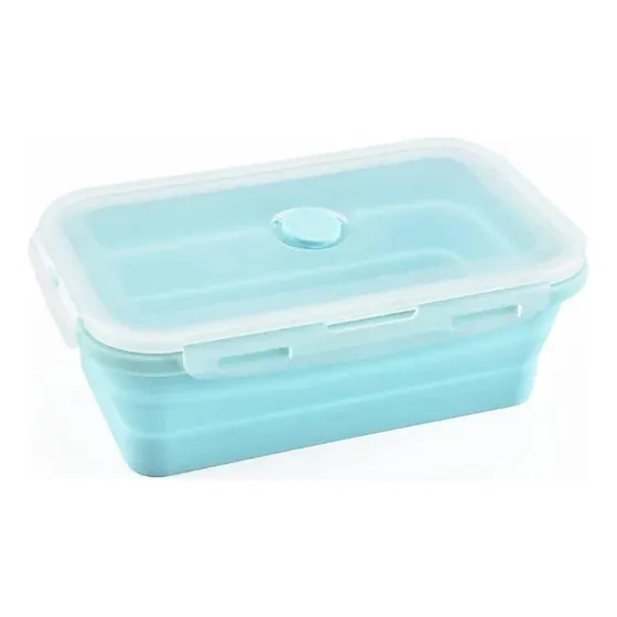 Lonchera De Silicona Plegable Mediana Porta Alimentos Color Azul Claro