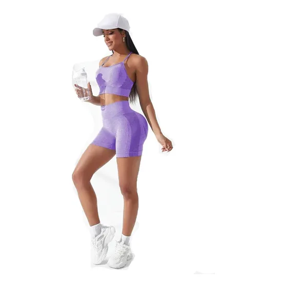 Conjunto Deportivo Lycra Shorts Levanta Colola + Top Gym 