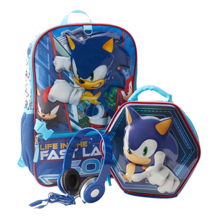 Set 3pz Mochila Sonic Con Audífonos Y Lonchera Escolar Niño Set 3pz Mochila Sonic Con Audífonos Y Lonchera Escolar Niño