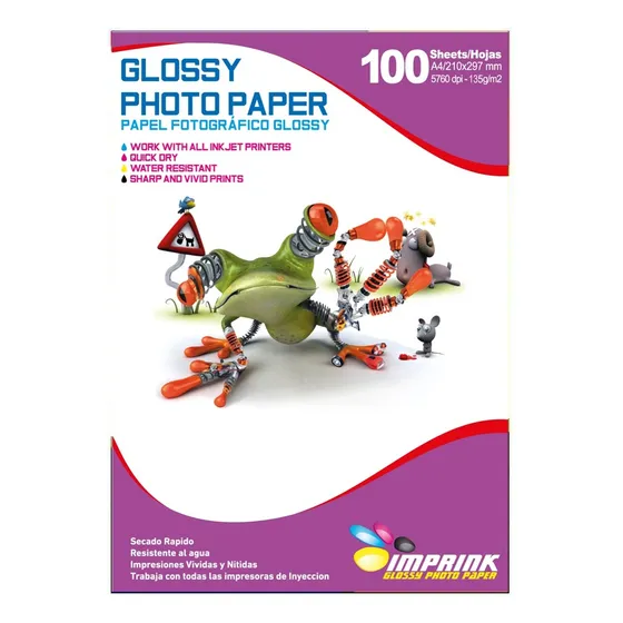 Papel Fotografico Glossy Brillante A4 De 130gr / 100 Hojas