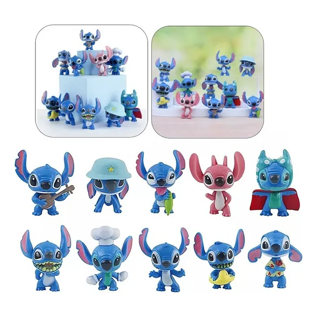 Set 10 Figuras Stitch De Disney Juguete Muñecos Kawaii