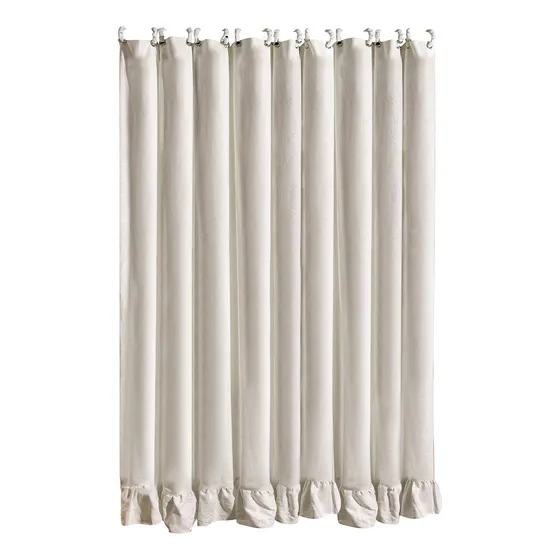 Cortina Ducha Tela Lino Lavado Volante Para Baño Bronceado X