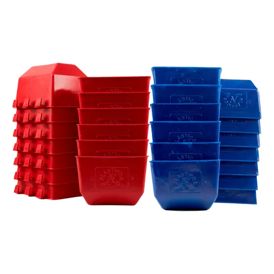 50 Bebederos Comederos Cuadrados 25 Rojos Y 25 Azules