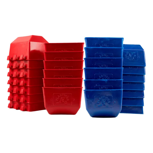 50 Bebederos Comederos Cuadrados 25 Rojos Y 25 Azules
