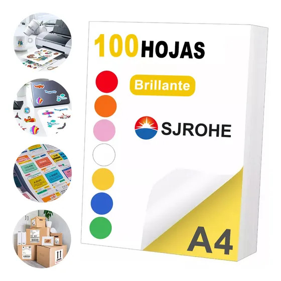 Sjrohe 100 Hojas PapeI BriIIante PapeI Adhosive Para Etuqietas Carta Hojas Adhesives Para lmprmir CoIor BIanco