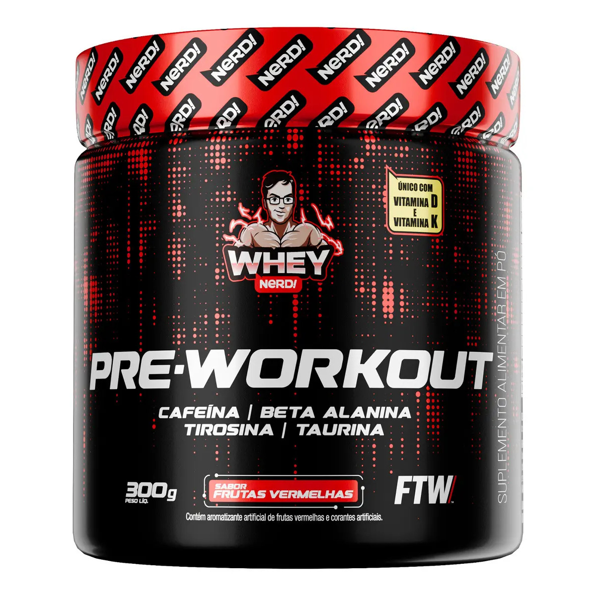 Pré Treino Whey Nerd Frutas Vermelhas Sem Glúten 300g