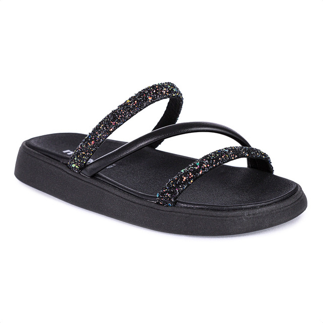 Sandália Moleca Papete Feminina Brilho Glitter Slide Nude Sandália Moleca Papete Feminina Brilho Glitter Slide Nude