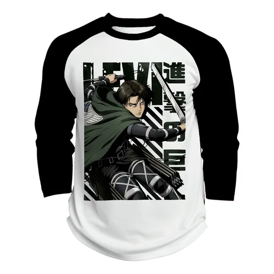 Playera Raglan 3/4 Anime Attack On Titan Levi Ackerman #2795