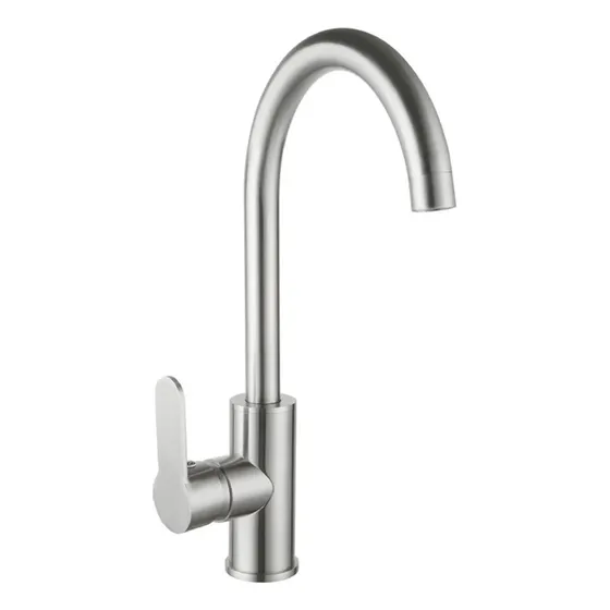 Llave Monomando Lavaplato Acero Inoxidable Klipen Plateado Brillante