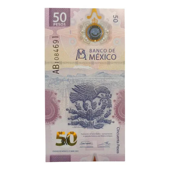 Billete Coleccion Mexico 50 Pesos Polimero Sin Circular Unc