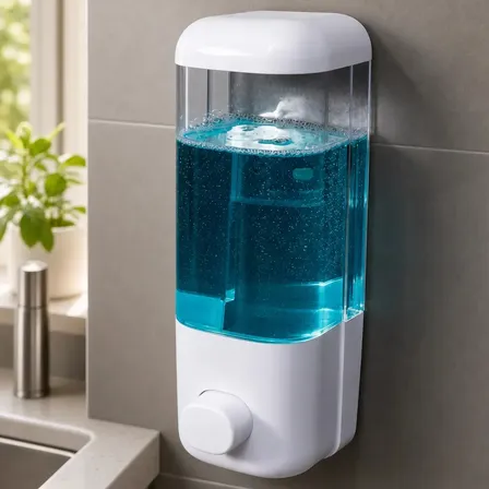 Dispenser de Sabonete Líquido 500mL de Parede Branco com Visor Transparente