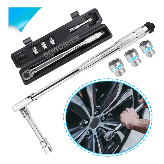 Bowoshen Llave Dinamométrica Torquímetro 1/2'' ajustable 28-210 N.m Llave De Toqué, Llave Torquimetro Herramientas Para Motos Y Autos, Ajustable De Doble Dirección