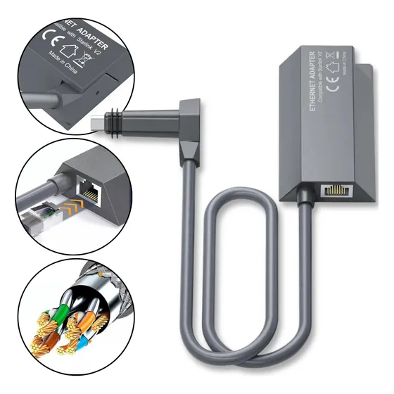 Adaptador Starlink V2 Internet Cabo De Rede Rj45 Satélite Nf