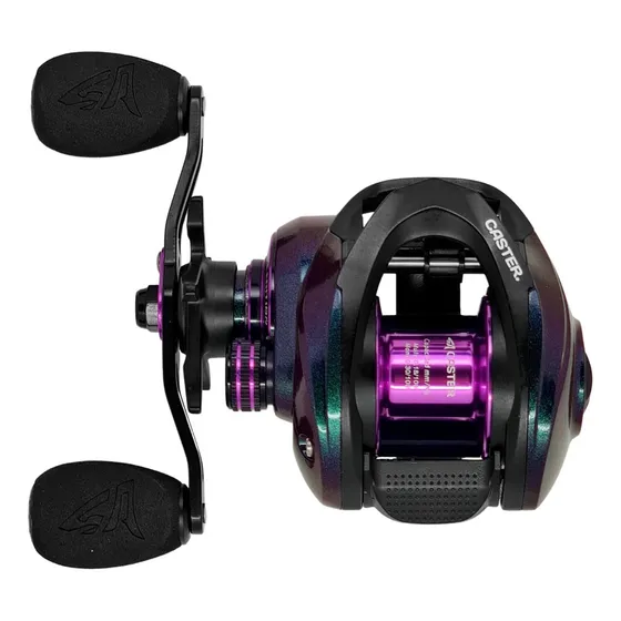 Reel Huevito Caster Unlimited Pro 110 10 Rulemanes Chicharra Color Tornasolado Lado De La Manija Izquierdo