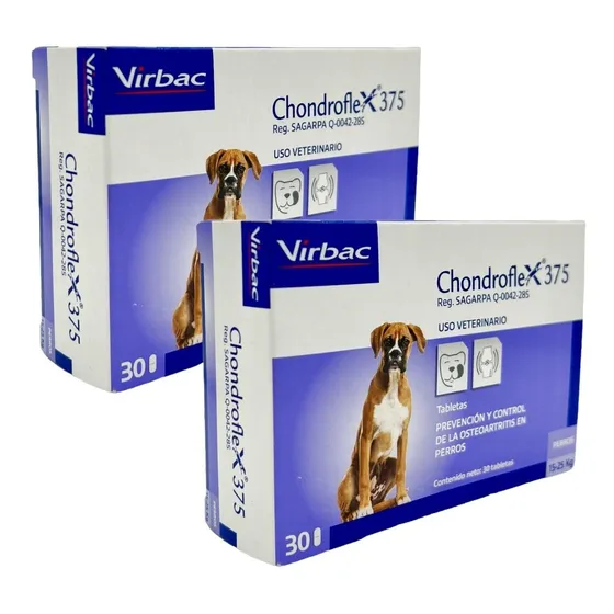 Paquete De 2 Chondroflex 375 Virbac 15-25 Kg 30 Tabletas
