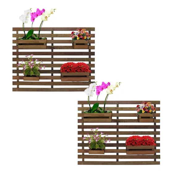 Móveis Brasil Floreira Vertical kit 2 unidades jardim vertical 100 x 80 cm madeira maciça
