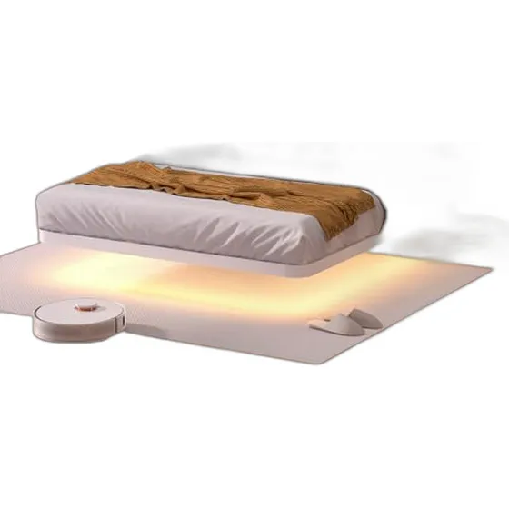 Cama King Size Flotante Con Luces Led, Estructura De Metal R
