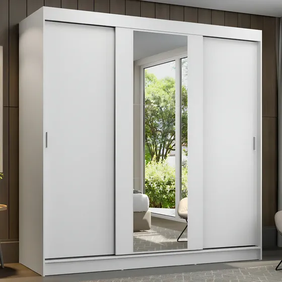 Ropero Reno Madesa 3 Puertas Corredizas 1 Con Espejo Blanco | Cuotas sin interés