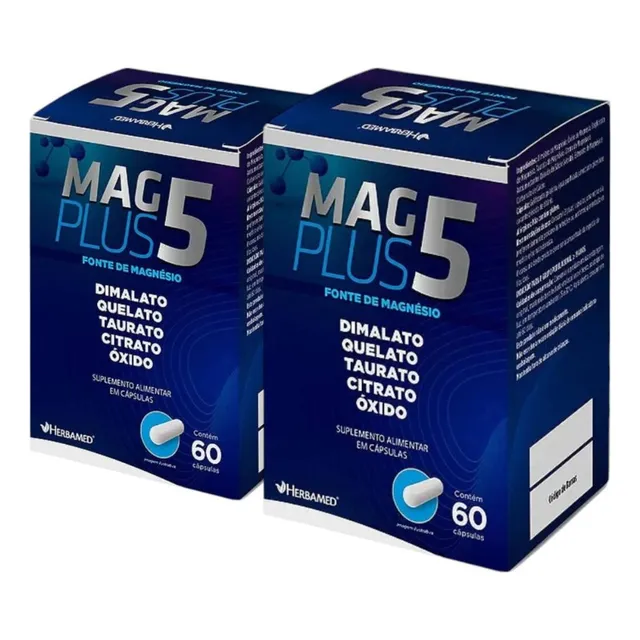 Kit Magplus 5 Fonte De Magnésio 2 Caixas De 60 Cápsulas Un