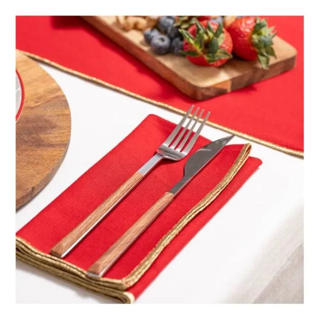 Servilletas Belén Rojo 40x40cm Set De 10 | Savihome
