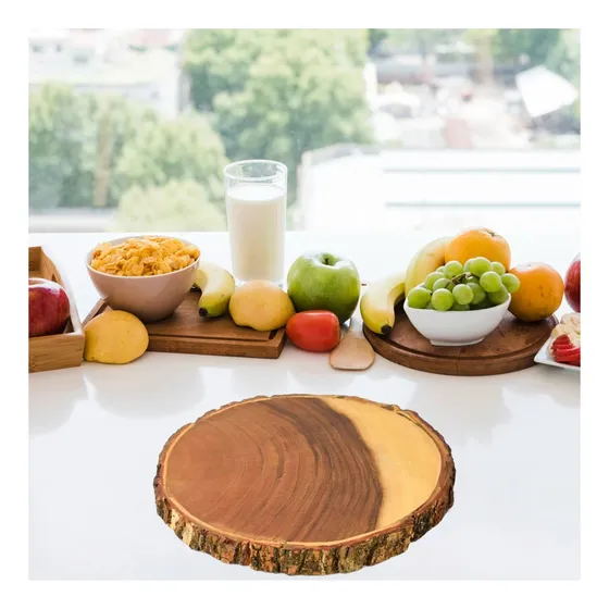 Pack4 Ho32306 Portador Util Y Circular De Madera Para Comida