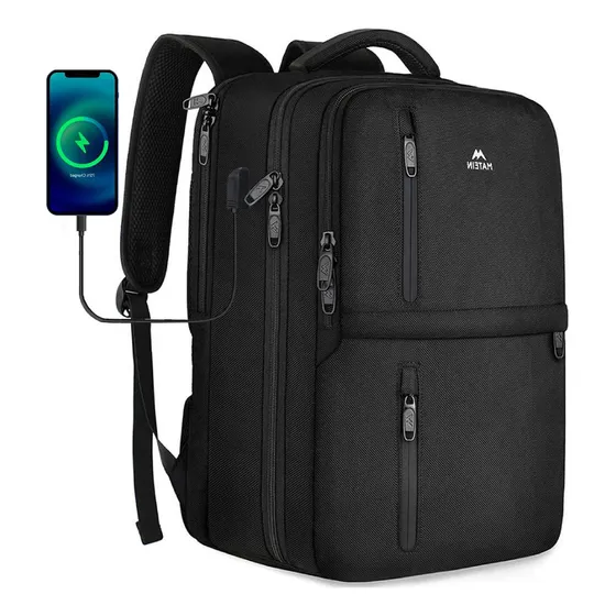 Mochila De Viaje Hombre, 40l Grande Espacio Con Compartimento Para Zapatos, Aprobado Por Avión 10kg Personal Articulo, Mochila Para Laptop 17 Pulgadas, Color Negro Matein 1197