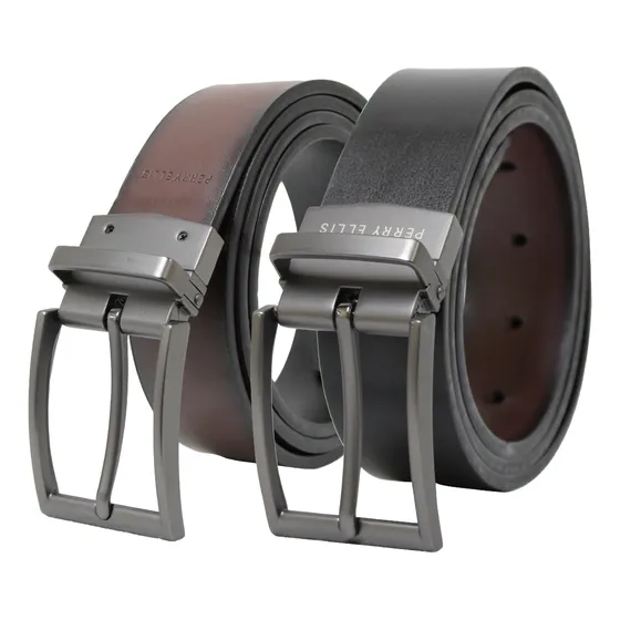 Cinturon Perry Ellis Cinto Piel Doble Vista Cinturon 2 En 1