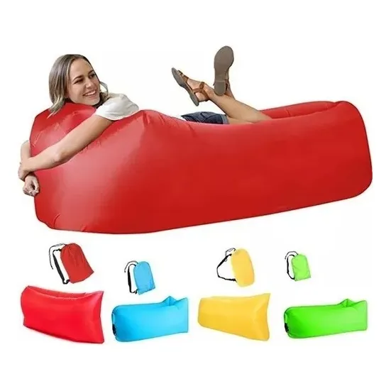 Silla Sillon Puff Inflable Alargado Portatil Bolso Camping