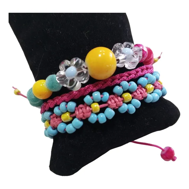 Pulseras Florecitas Margaritas De Moda - Set De Accesorios 