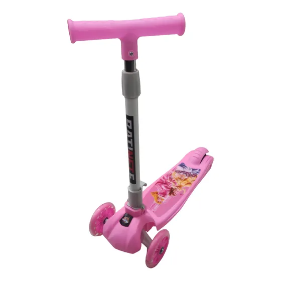 Patinete Infantil 3 Rodas Menino(a) Com Led Rgb Ajustável Cor Rosa