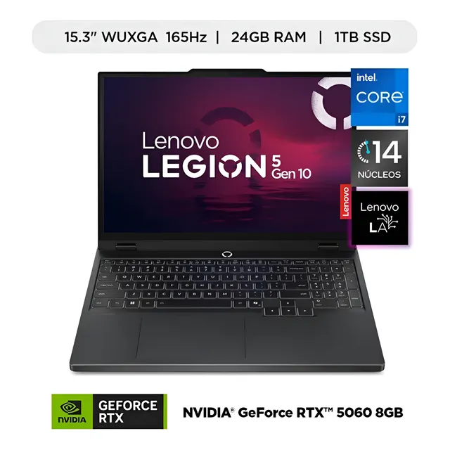 Laptop Lenovo Legión 5i Core I7 24gb 1tb Ssd Rtx5060 15.3 