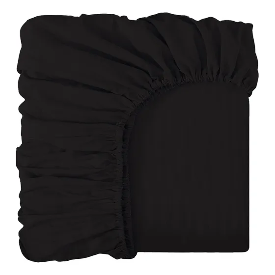 Sábana De Cajón Ajustable Matrimonial - Extra Suave Y Fresca Color Negro Diseño De La Tela Rayas