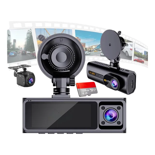 Camera Veicular 3 Em 1 Interna Externa Segurança 128gb