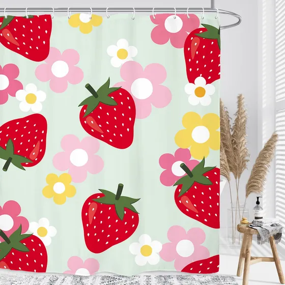 Bonita Cortina Ducha Fruta Fresa 60  Ancho X 72  Largo Flor