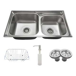 Cuba Dupla Cozinha Gourmet Aço Inox Luxo Com Acessórios Tubrax 78x43 Cm Cuba Dupla Cozinha Gourmet Aço Inox Luxo Com Acessórios Tubrax 78x43 Cm