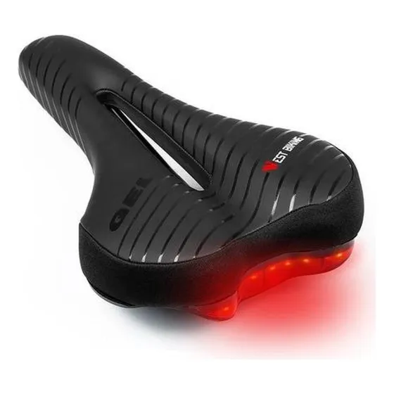 Sillín Gel Antiprostático Luz Comodidad Asiento Bicicleta 15.5 Cm