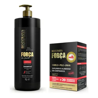 Kit Shampoo E Suplemento Força Com Pimenta - Bio Extratus Kit Shampoo E Suplemento Força Com Pimenta - Bio Extratus